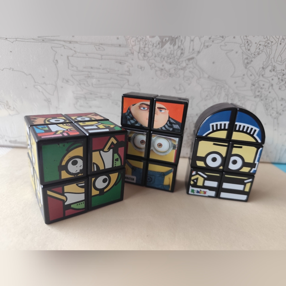 4/$50⭐️McDonald's 2018 Minions themed Rubik's Cube lot of 3